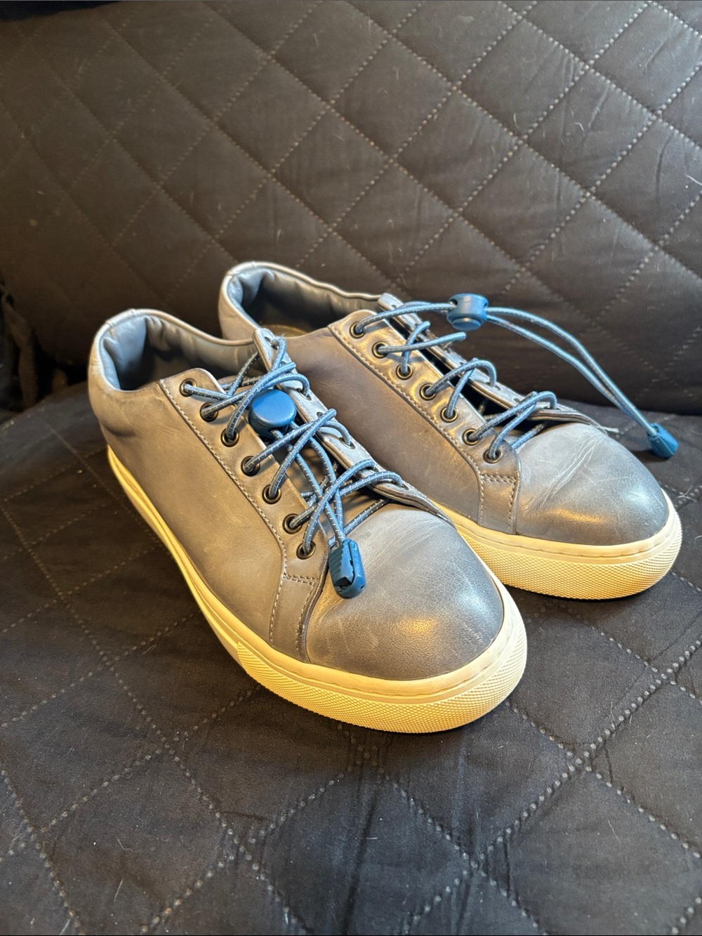 Thursday Boot Company Women's Gray Leather Sneakers with Cream Sole